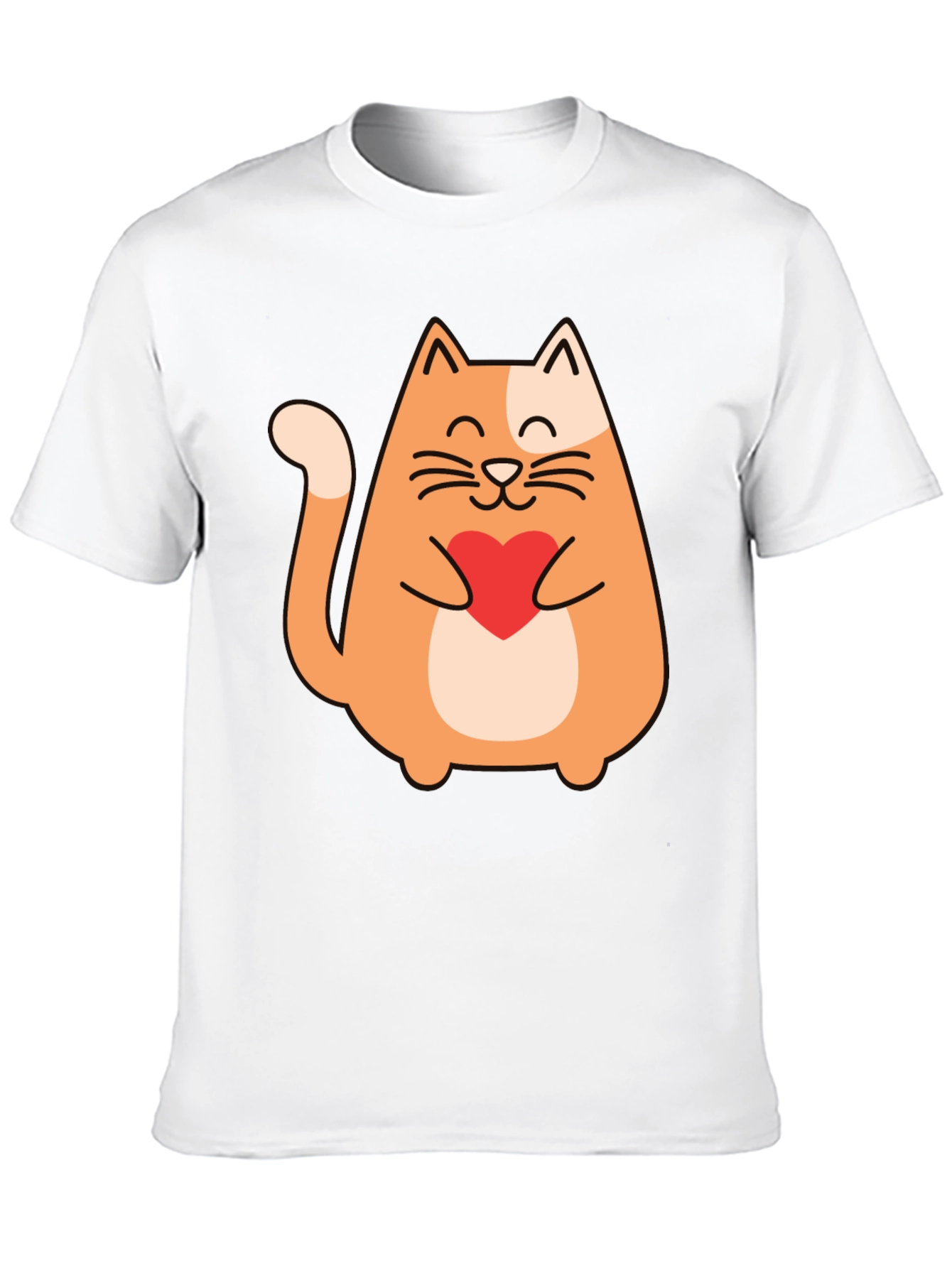 Cute Cat Holding Heart - Graphic Tee