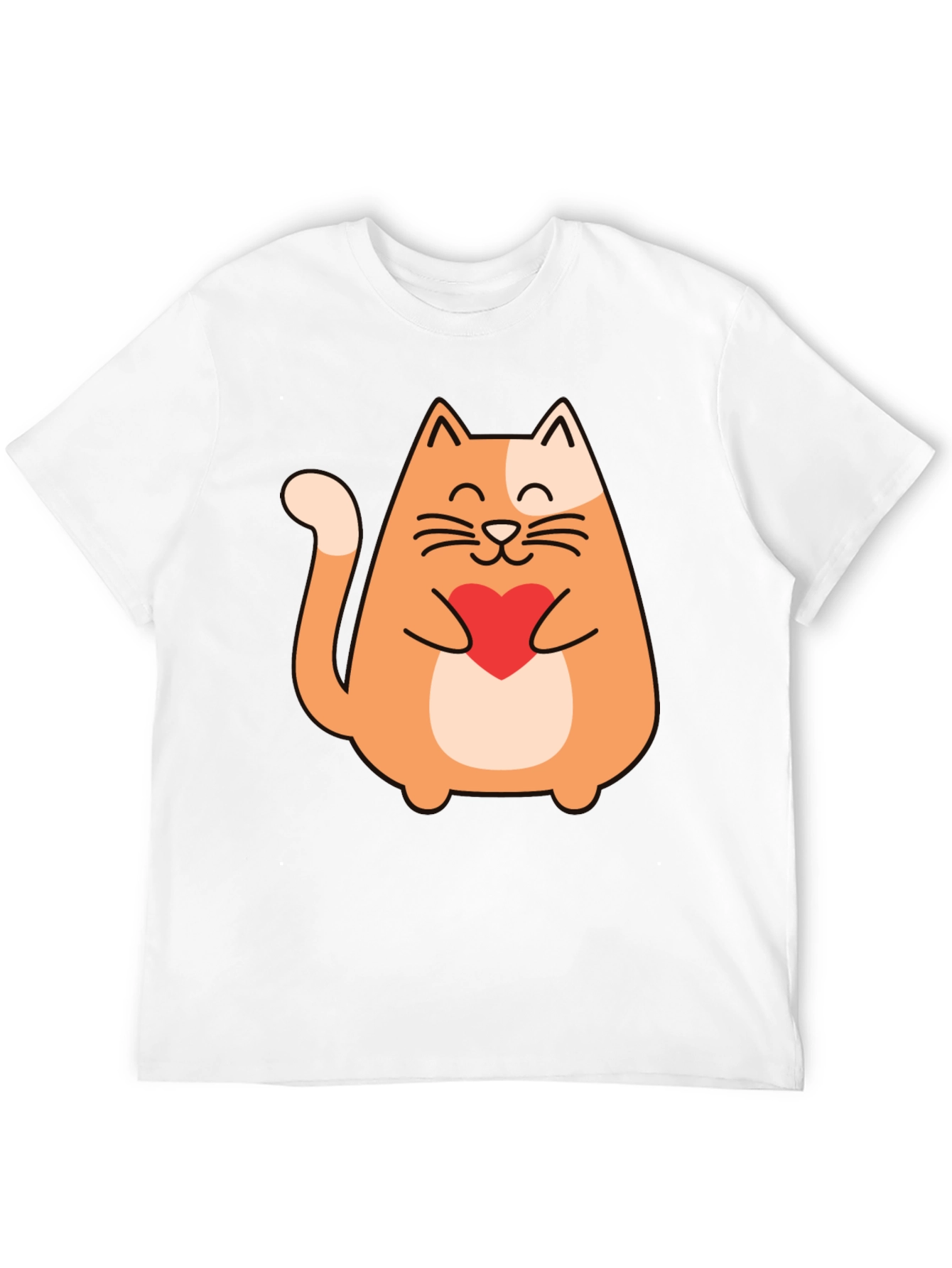 Cute Cat Holding Heart - Graphic Tee