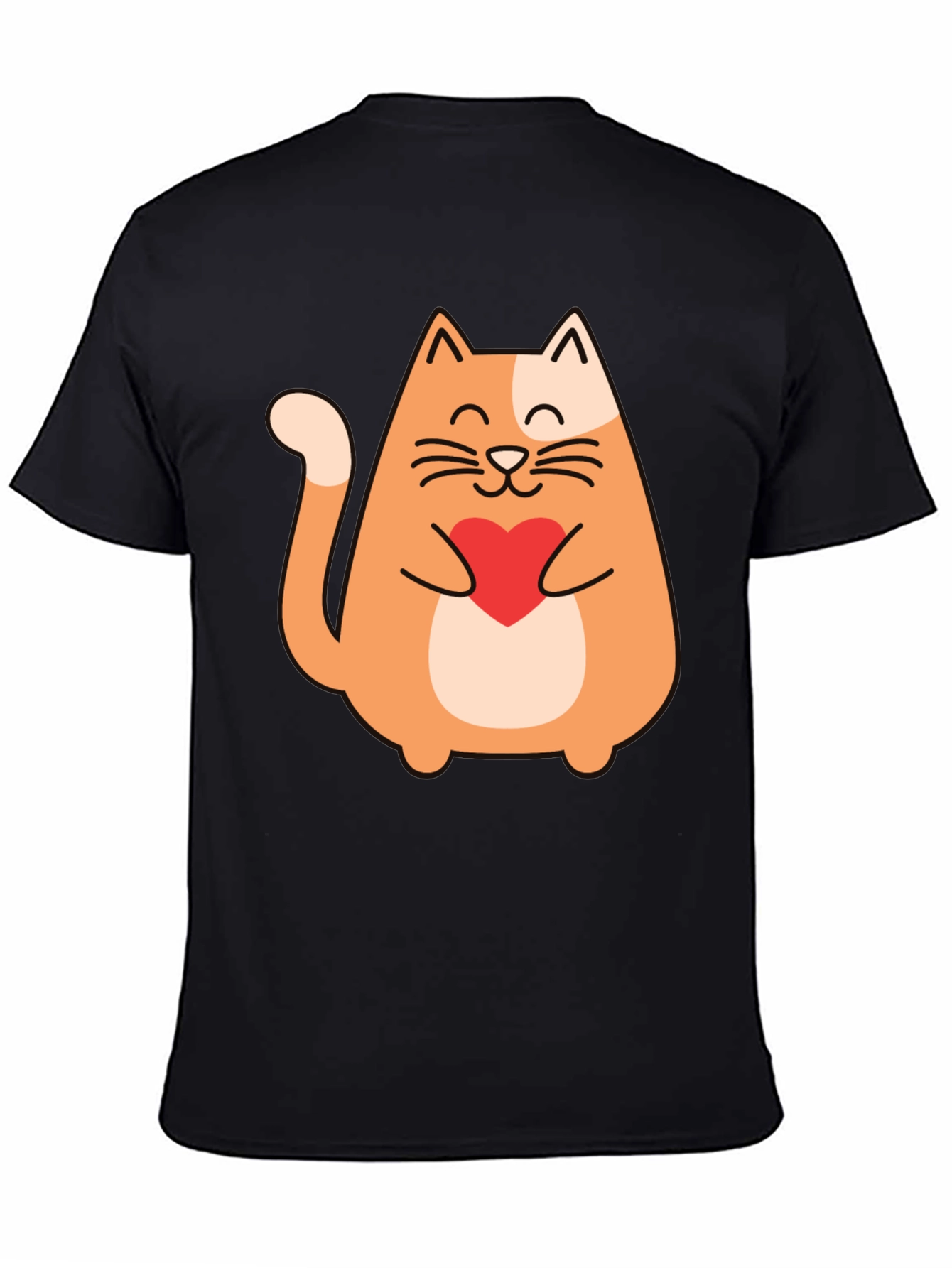 Cute Cat Holding Heart - Graphic Tee