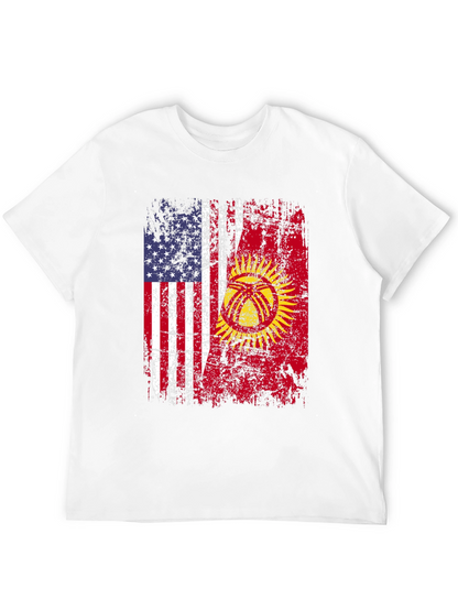 USA & Kyrgyzstan Flag Graphic T-Shirt