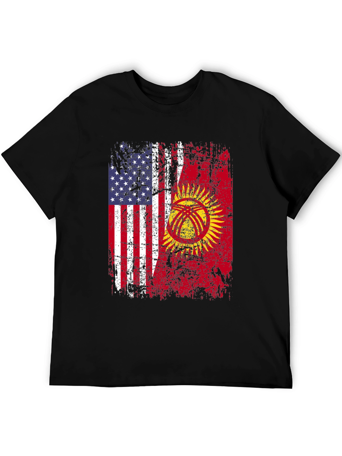 USA & Kyrgyzstan Flag Graphic T-Shirt