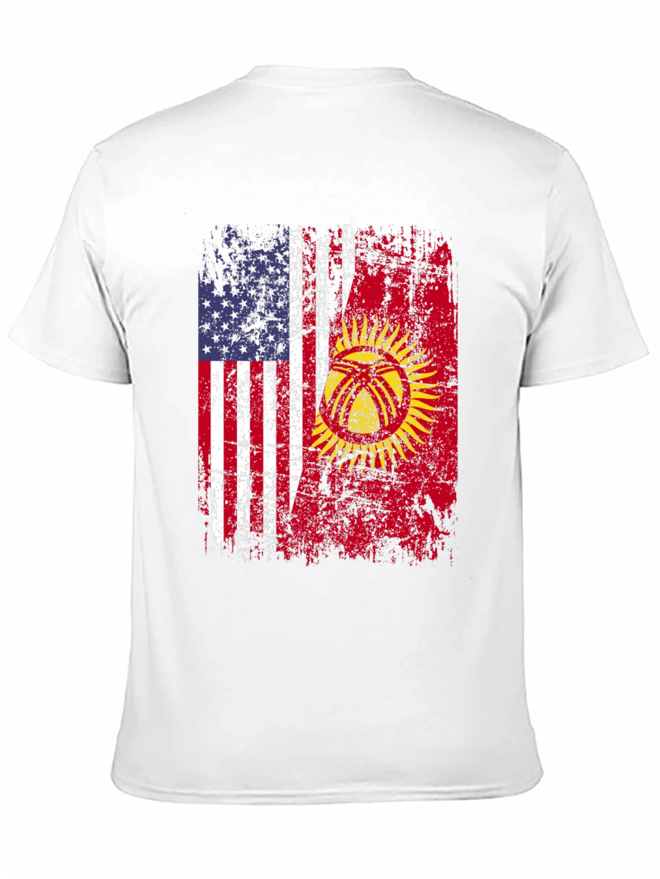 USA & Kyrgyzstan Flag Graphic T-Shirt