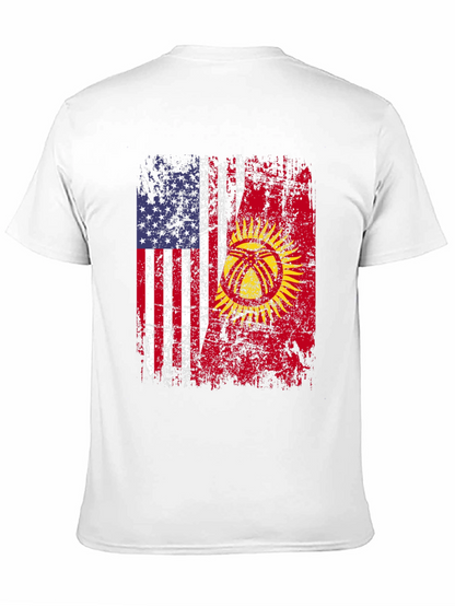 USA & Kyrgyzstan Flag Graphic T-Shirt