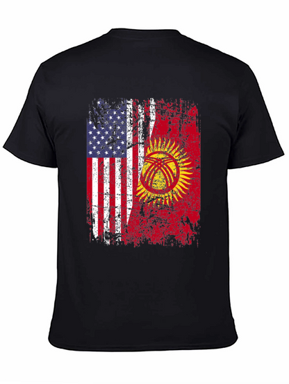 USA & Kyrgyzstan Flag Graphic T-Shirt