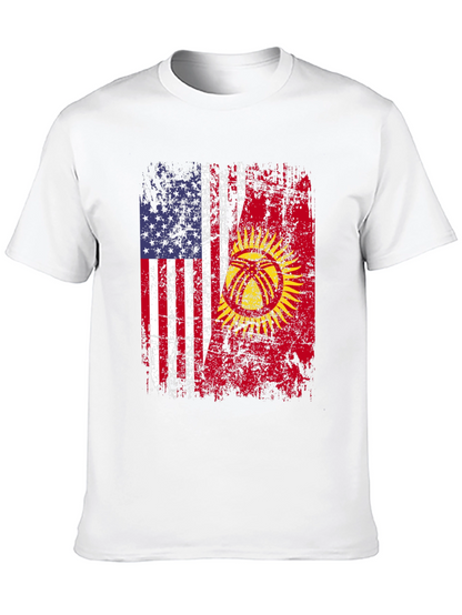 USA & Kyrgyzstan Flag Graphic T-Shirt