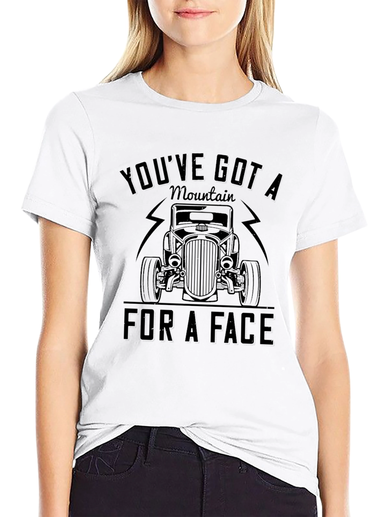 Mountain Face Car Graphic Black T-Shirt