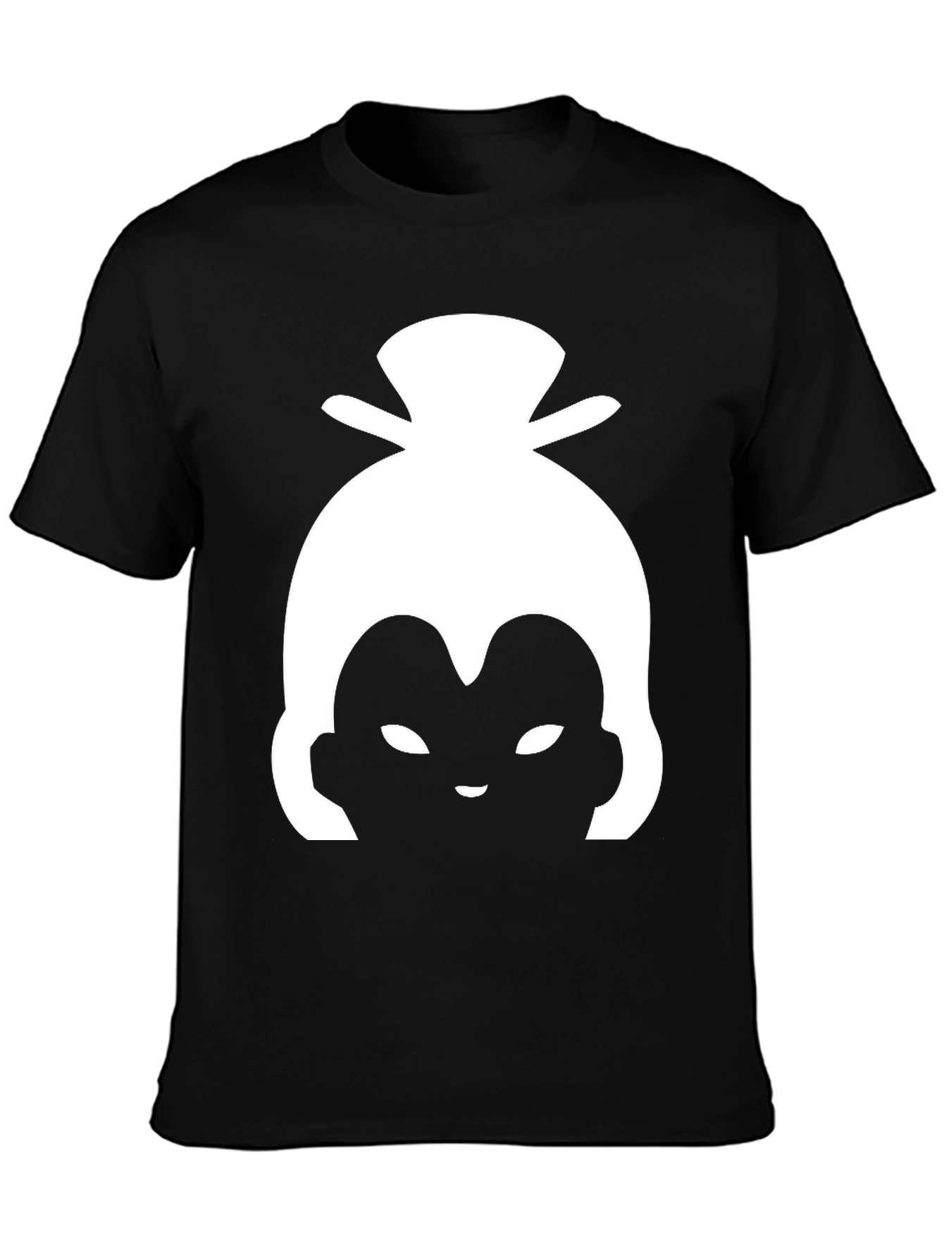 White Sumo Wrestler Silhouette on Black Tee