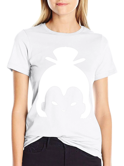 White Sumo Wrestler Silhouette on Black Tee