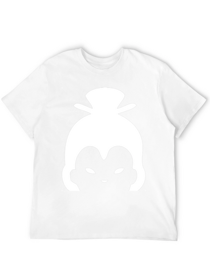White Sumo Wrestler Silhouette on Black Tee