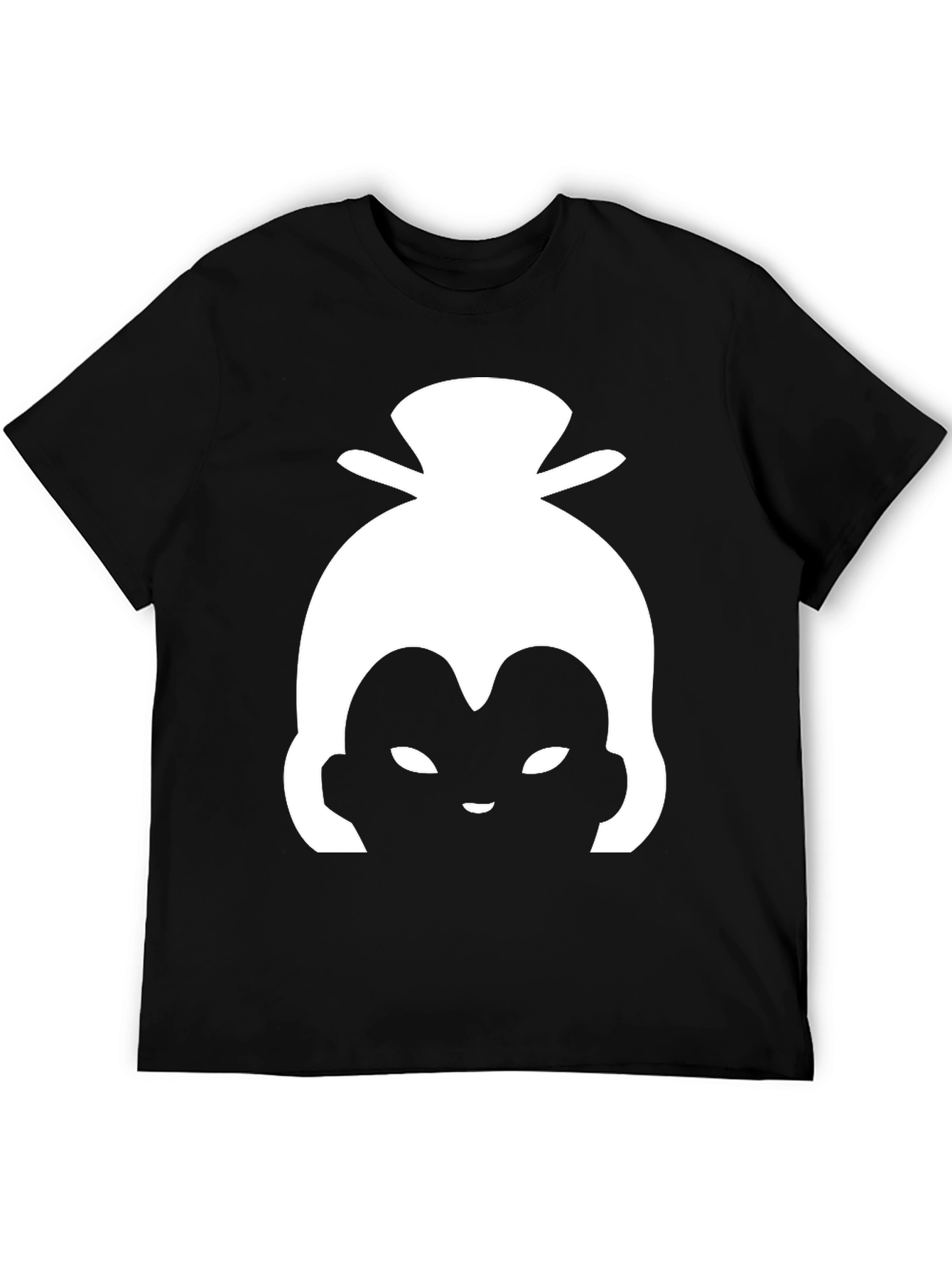 White Sumo Wrestler Silhouette on Black Tee