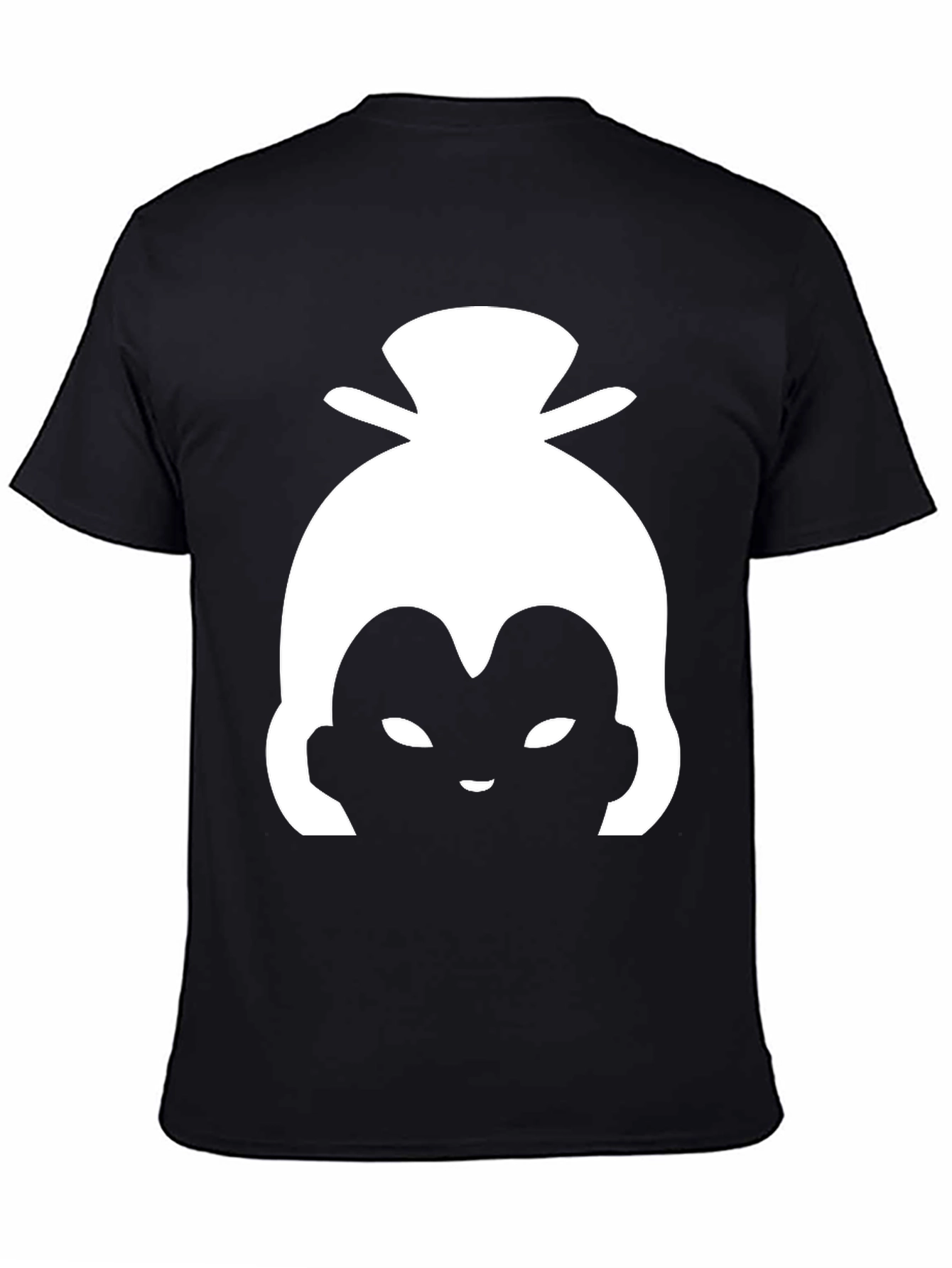 White Sumo Wrestler Silhouette on Black Tee