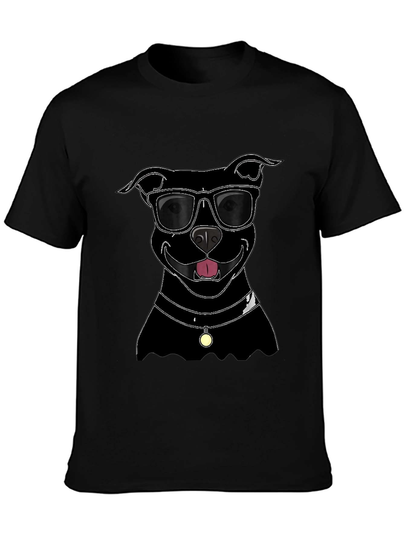 Cool Dog T-Shirt - Black Pitbull with Sunglasses
