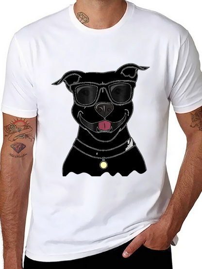 Cool Dog T-Shirt - Black Pitbull with Sunglasses