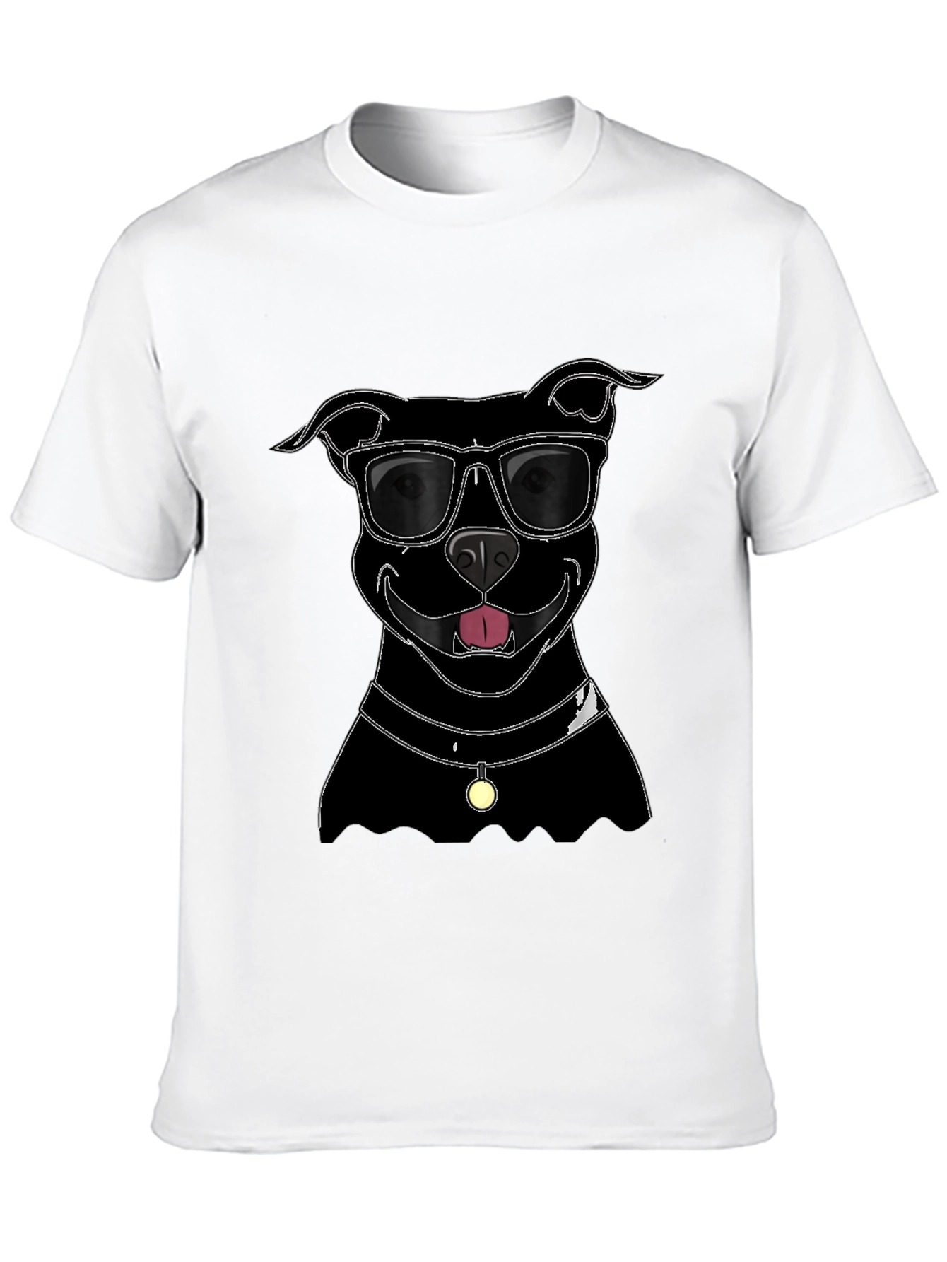 Cool Dog T-Shirt - Black Pitbull with Sunglasses