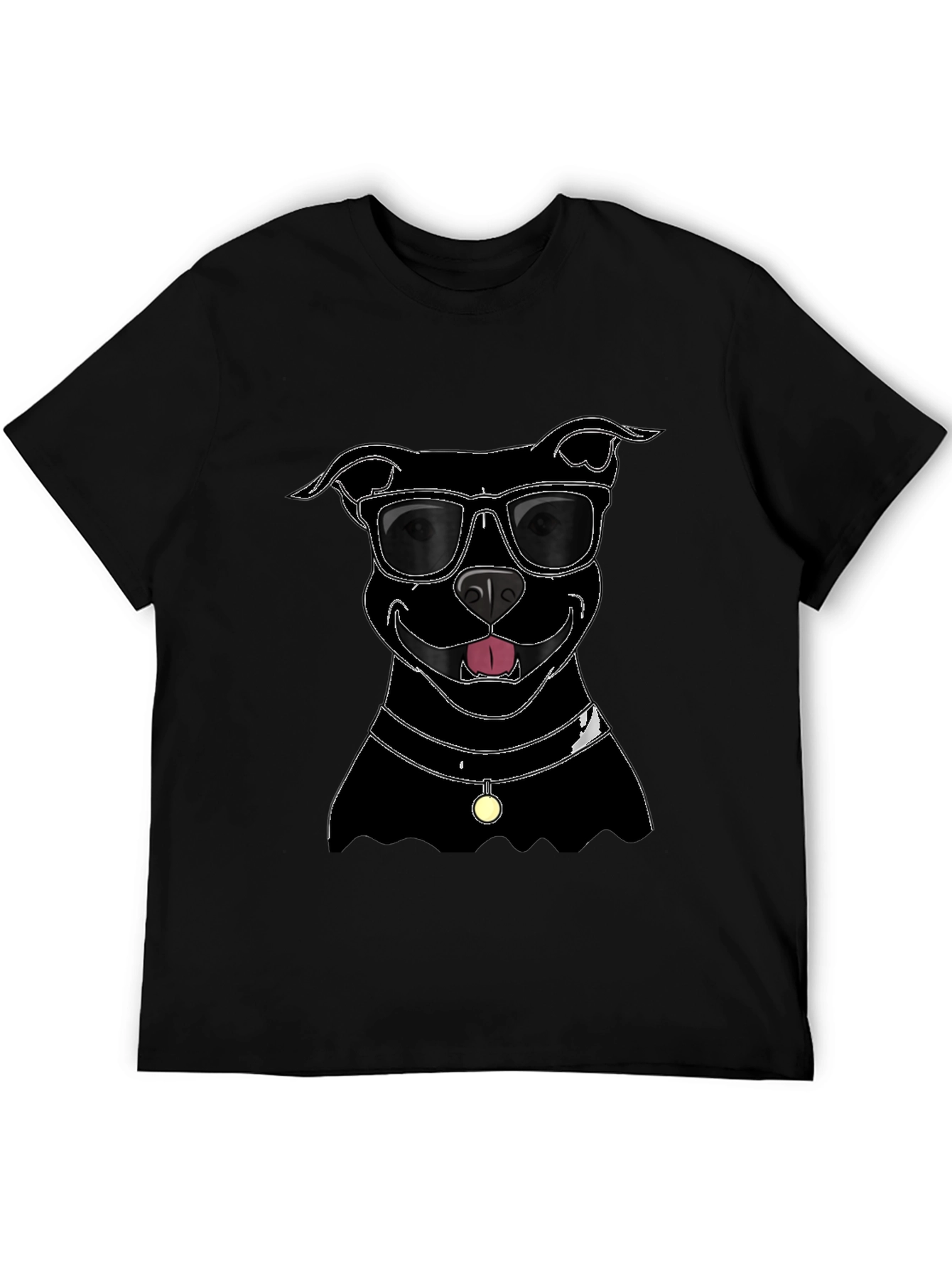 Cool Dog T-Shirt - Black Pitbull with Sunglasses