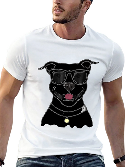 Cool Dog T-Shirt - Black Pitbull with Sunglasses
