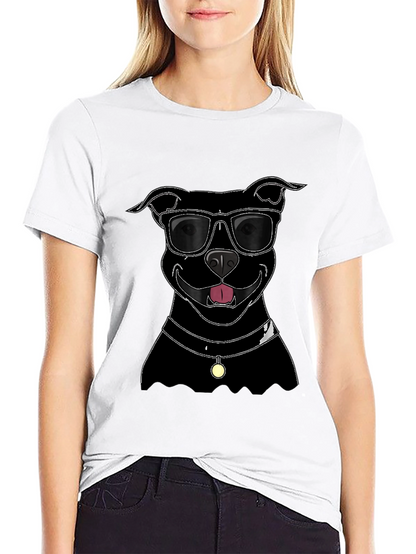 Cool Dog T-Shirt - Black Pitbull with Sunglasses
