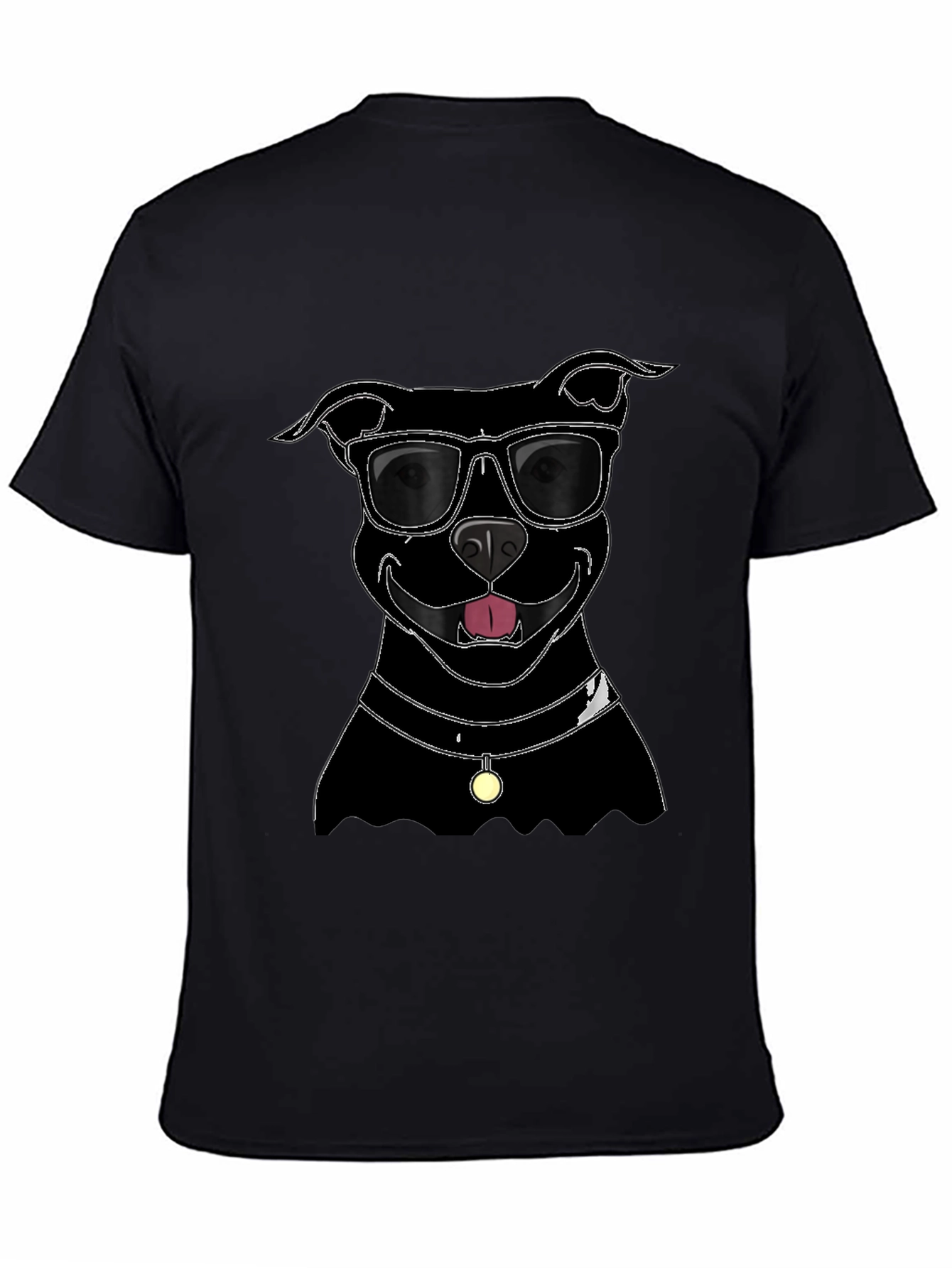 Cool Dog T-Shirt - Black Pitbull with Sunglasses