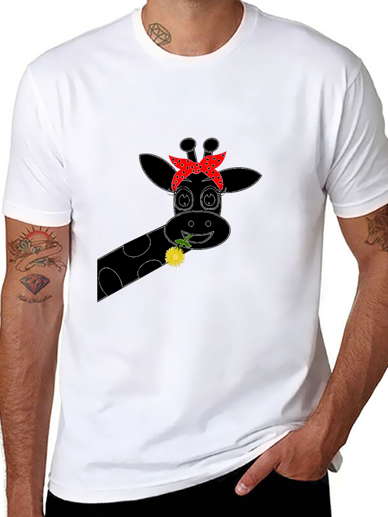 Giraffe Bandana Graphic Tee - Black