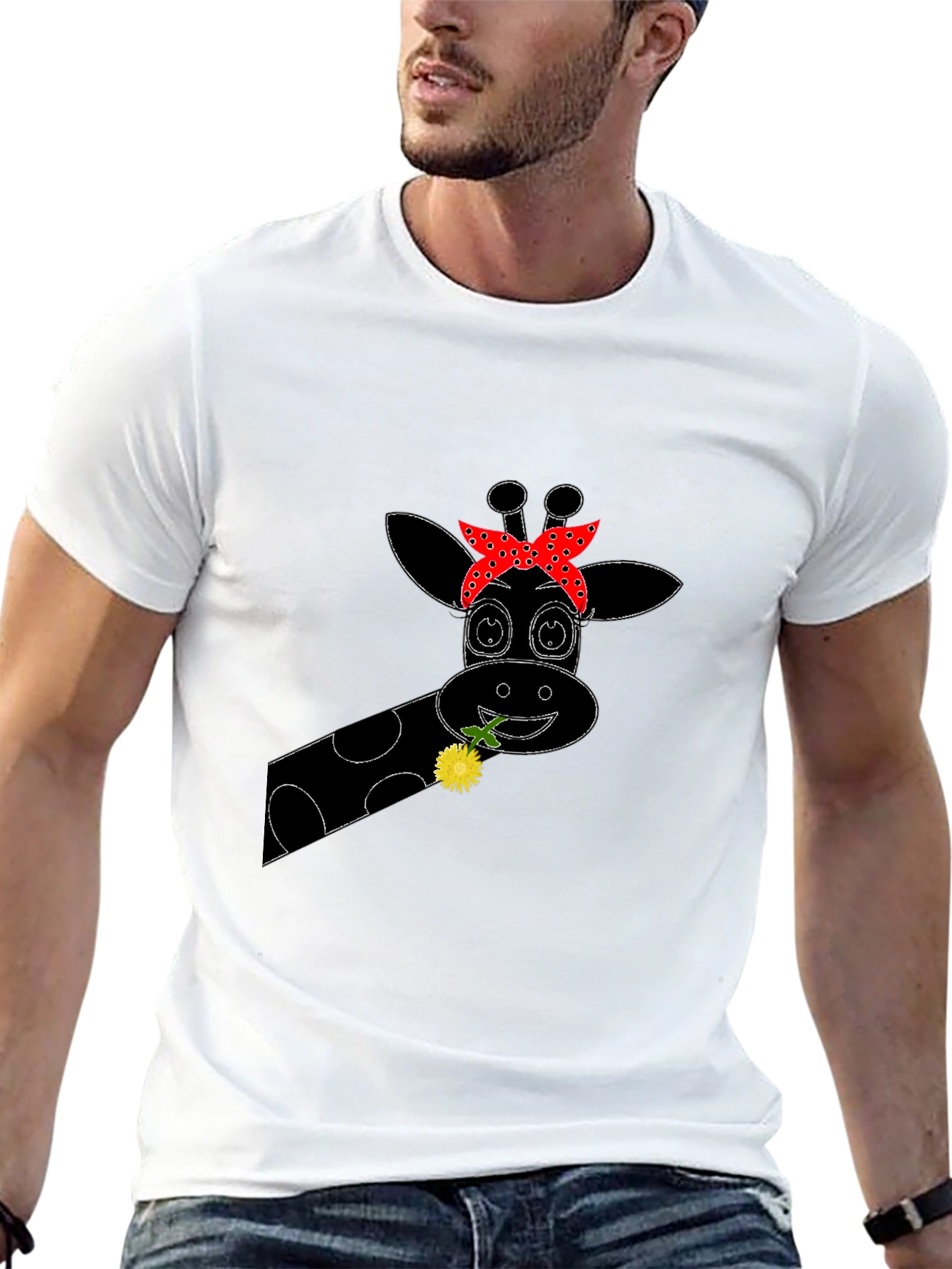 Giraffe Bandana Graphic Tee - Black