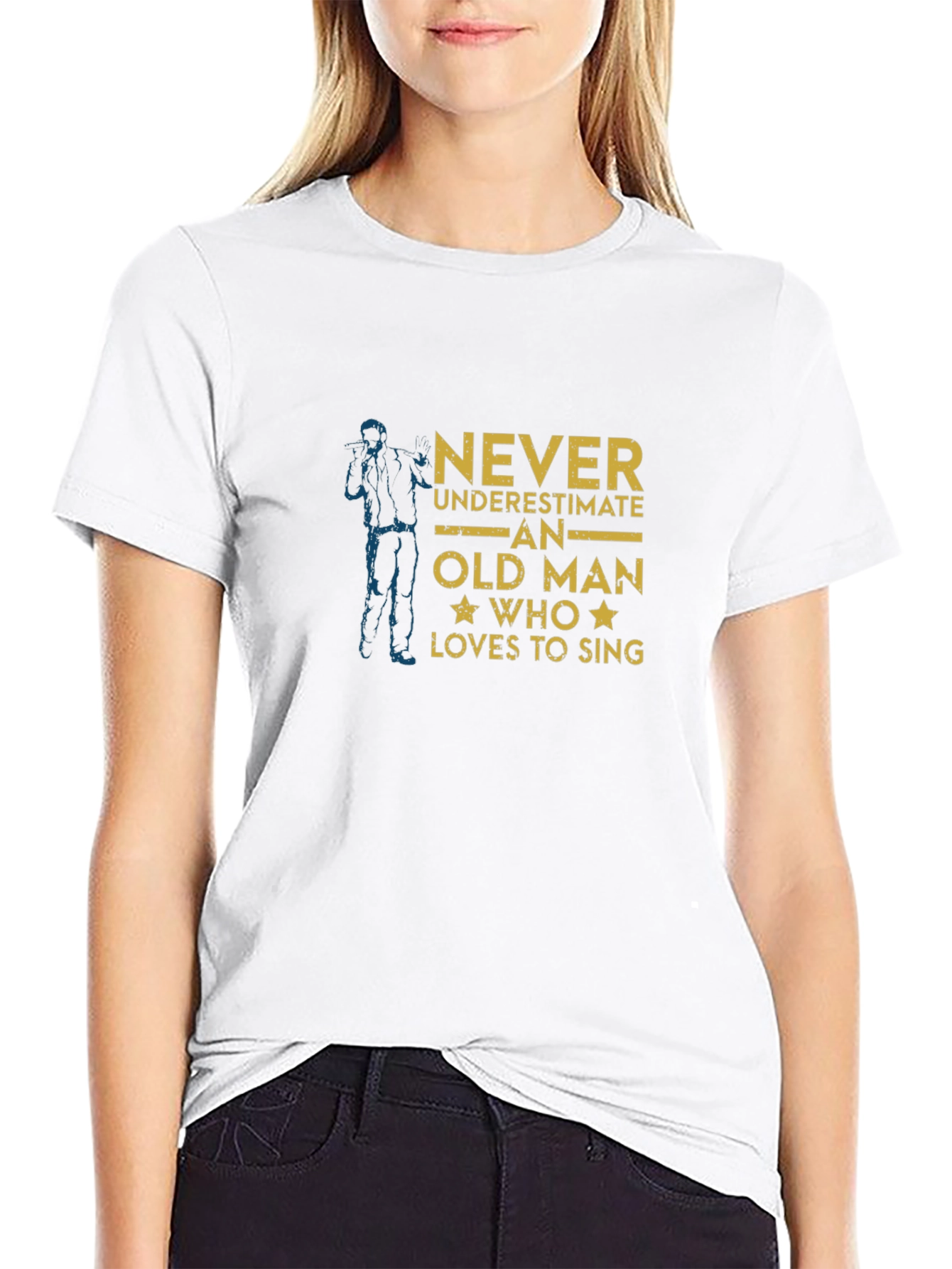 Never Underestimate Old Man Who Loves To Sing T-Shirt