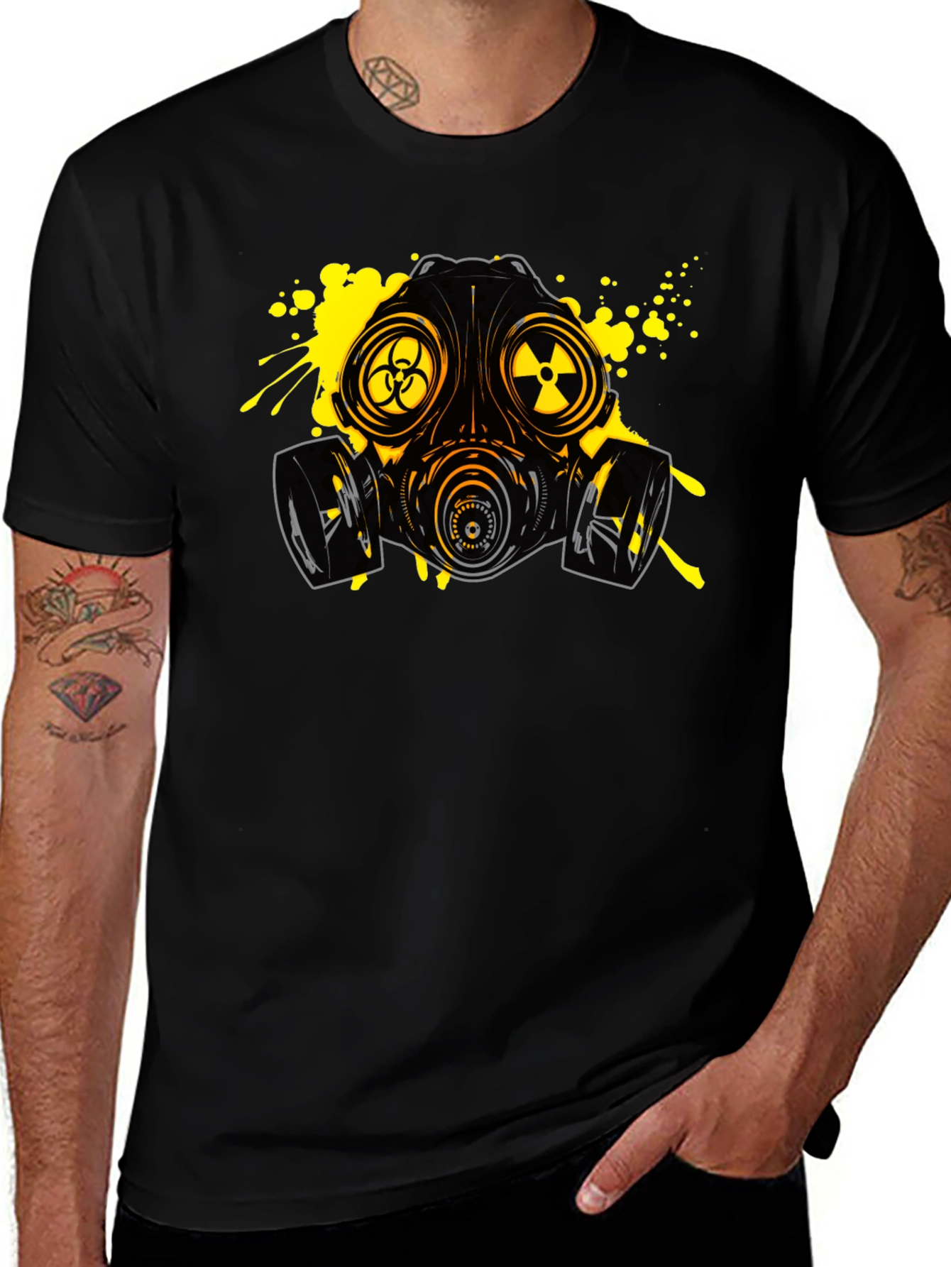 Biohazard Gas Mask Graphic Tee - Black