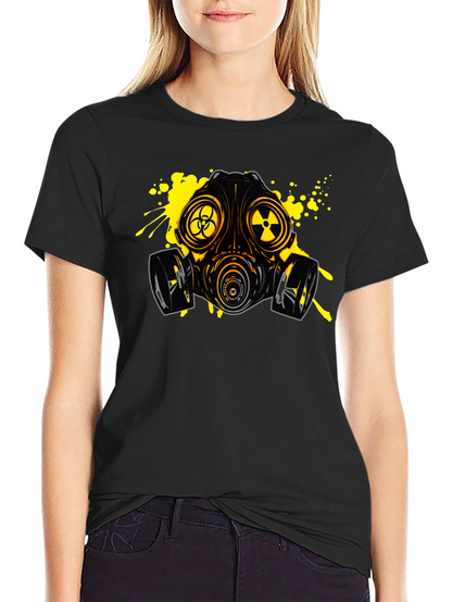 Biohazard Gas Mask Graphic Tee - Black