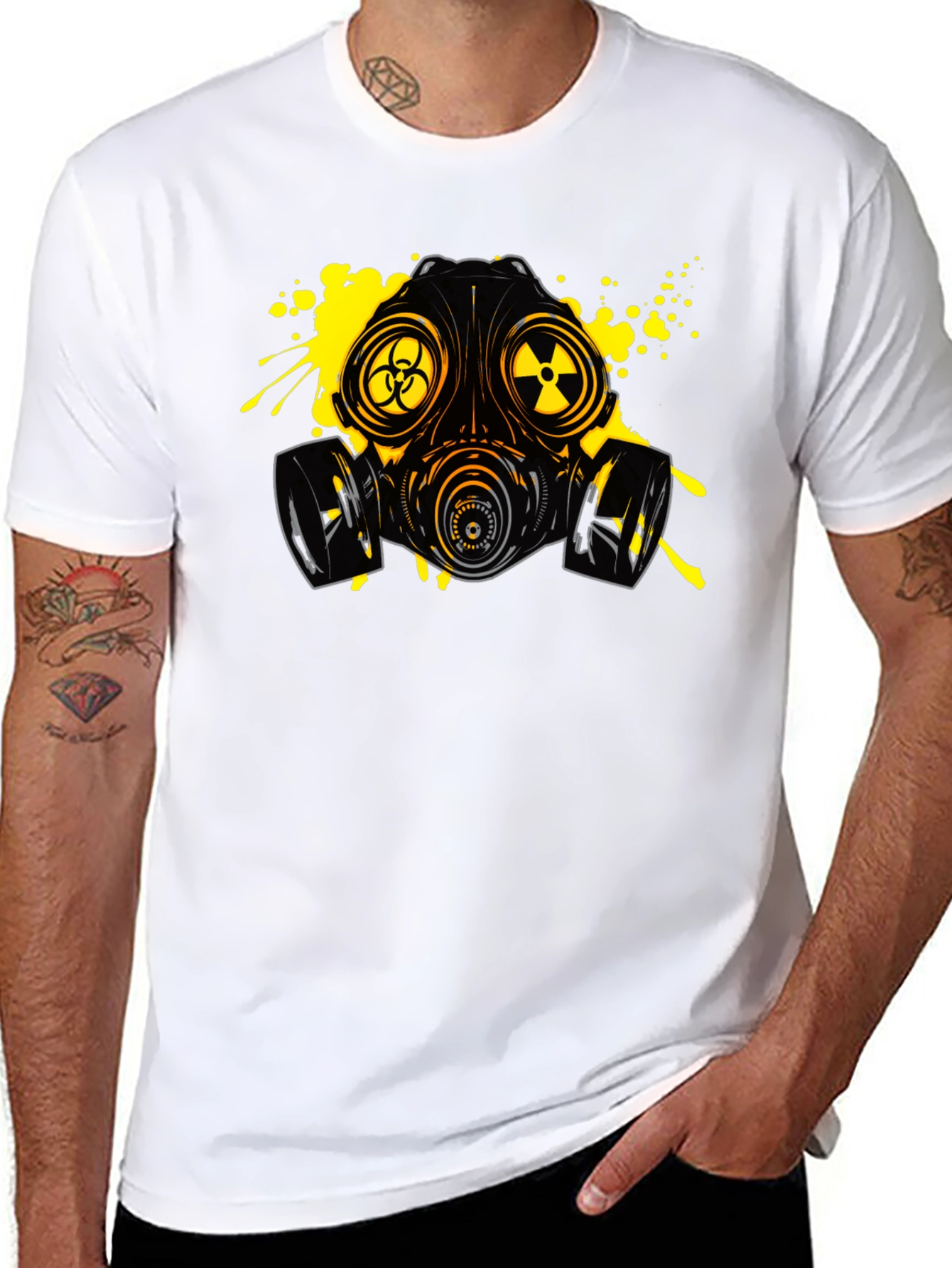 Biohazard Gas Mask Graphic Tee - Black
