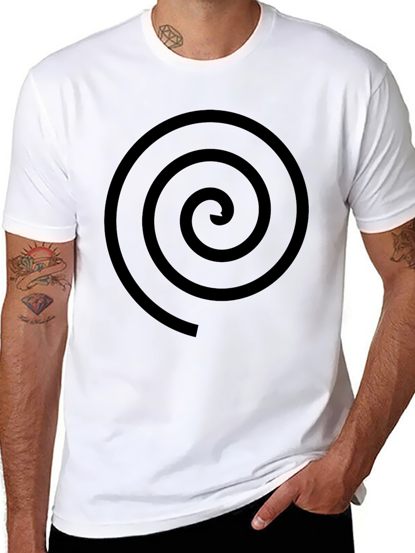 Spiral Graphic Tee - Classic Black Cotton T-Shirt