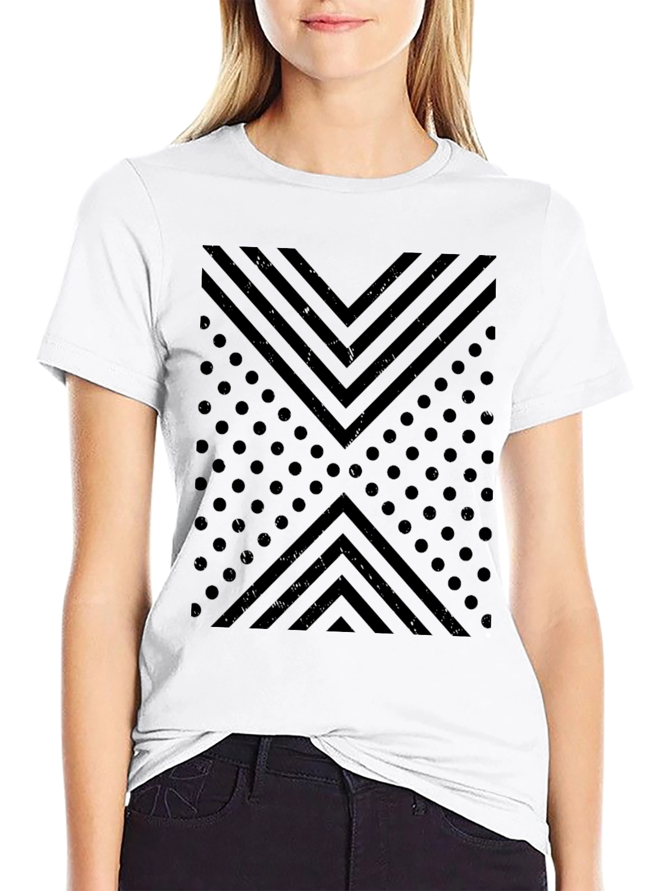 Geometric Print Crew Neck T-Shirt