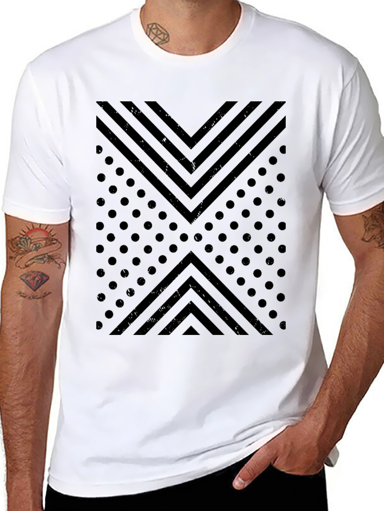 Geometric Print Crew Neck T-Shirt
