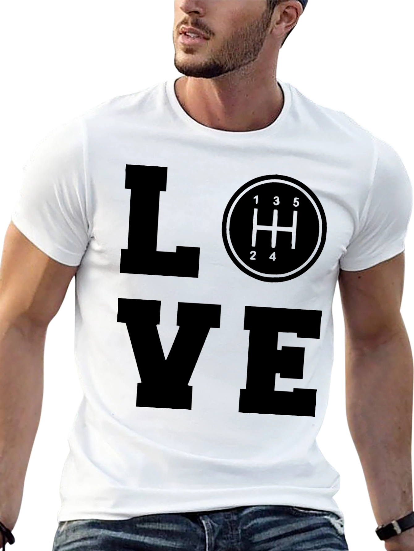 Love Manual Shift Black T-Shirt Car Enthusiast
