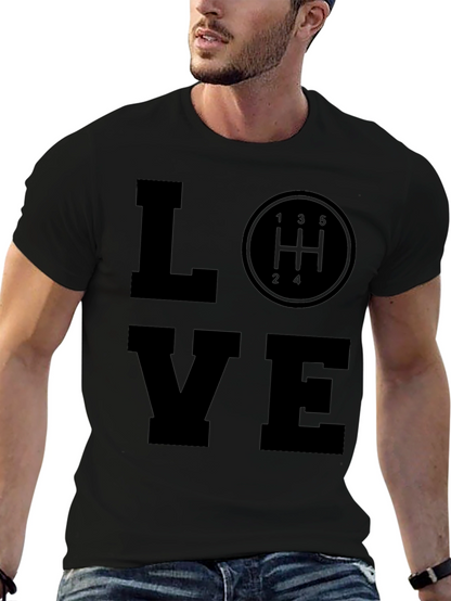 Love Manual Shift Black T-Shirt Car Enthusiast