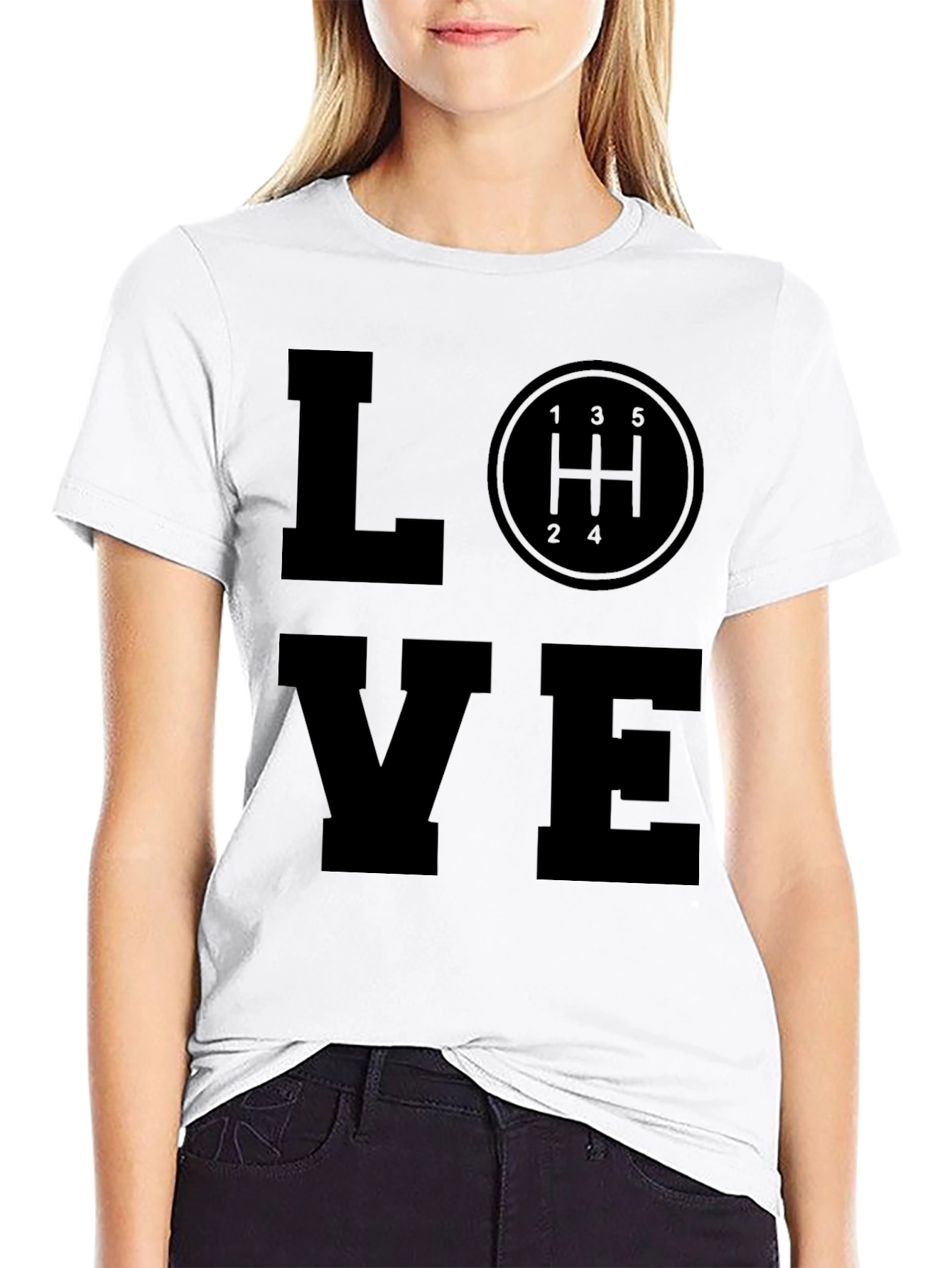 Love Manual Shift Black T-Shirt Car Enthusiast