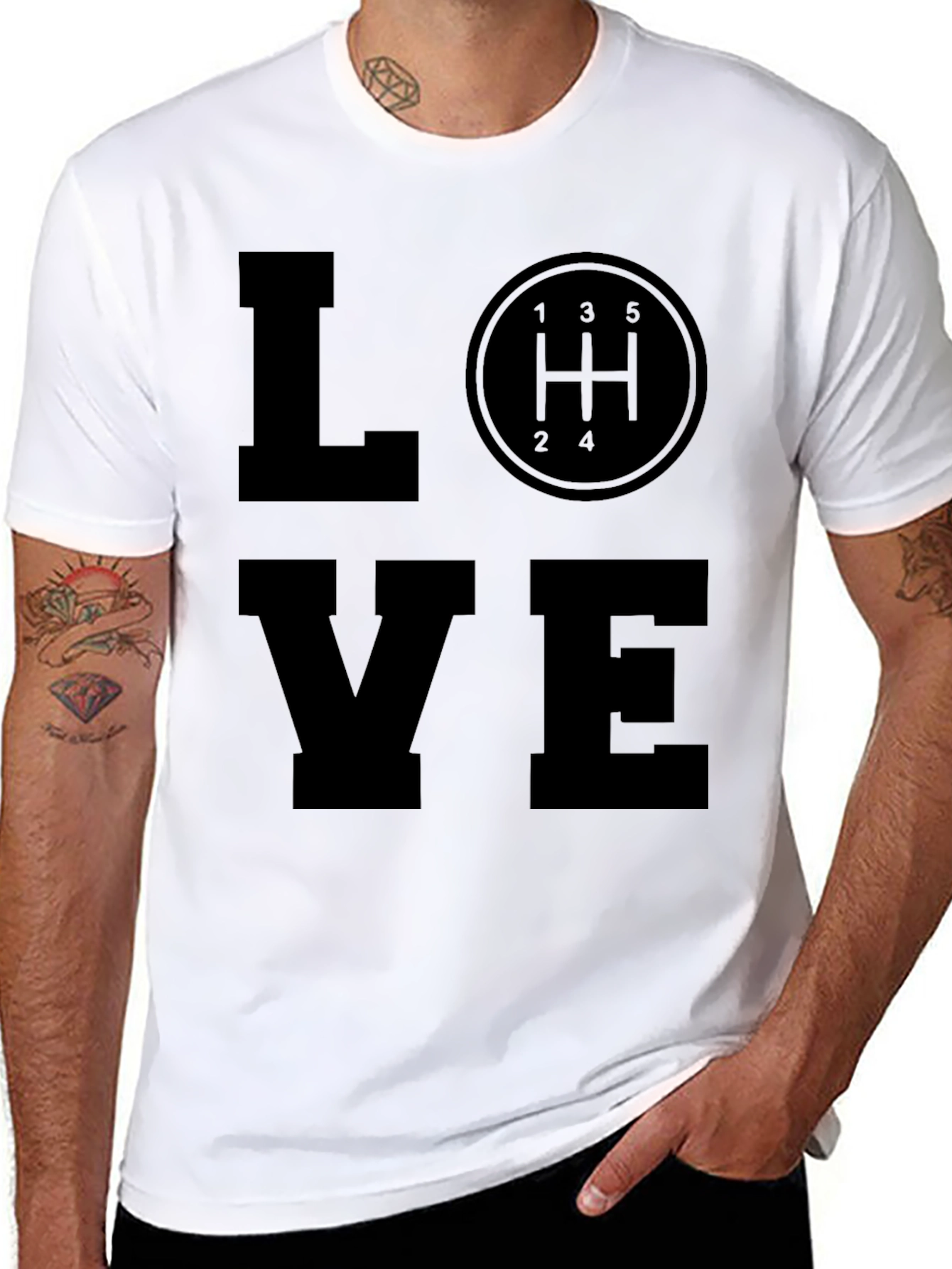 Love Manual Shift Black T-Shirt Car Enthusiast