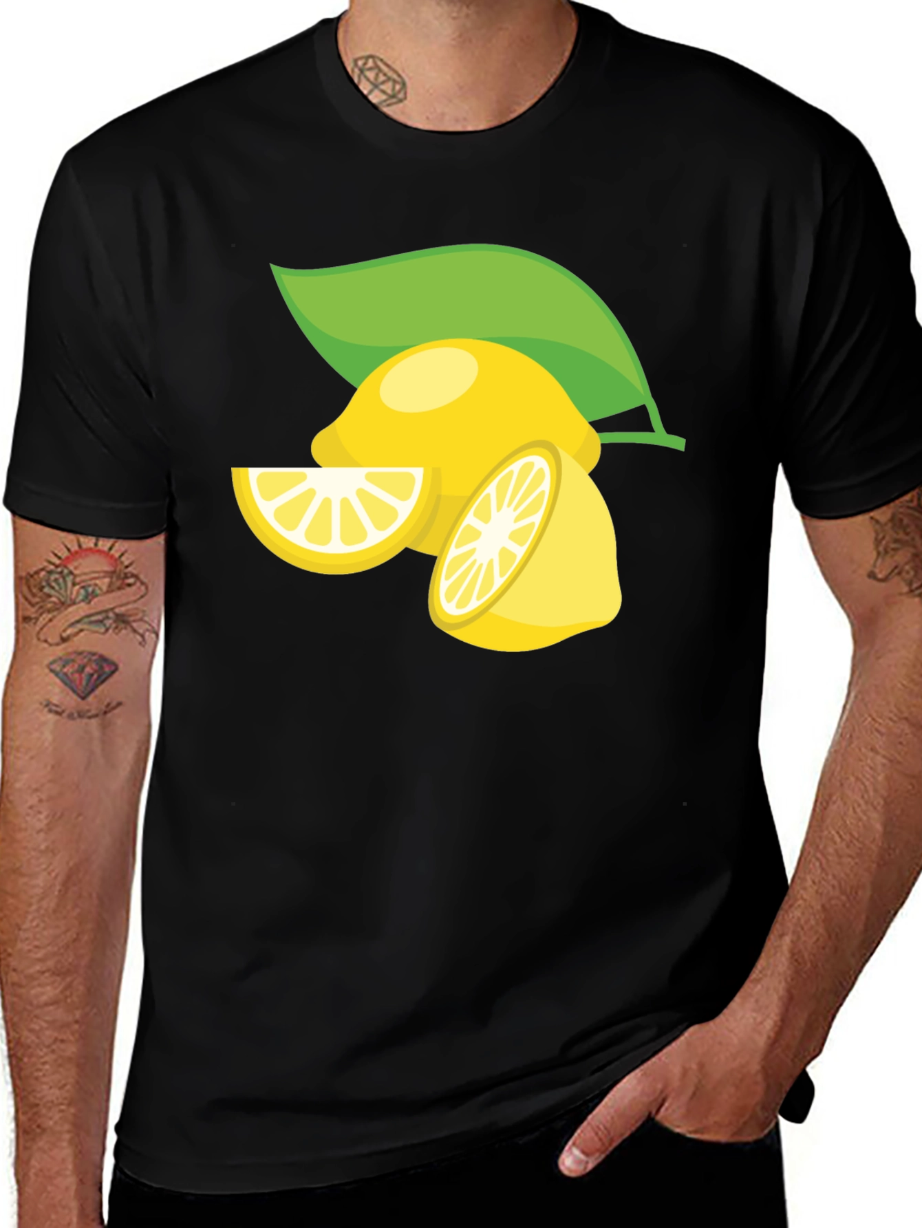 Lemon Graphic Print Black T-Shirt