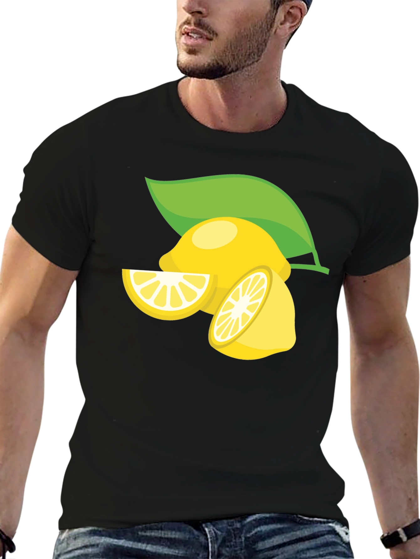 Lemon Graphic Print Black T-Shirt
