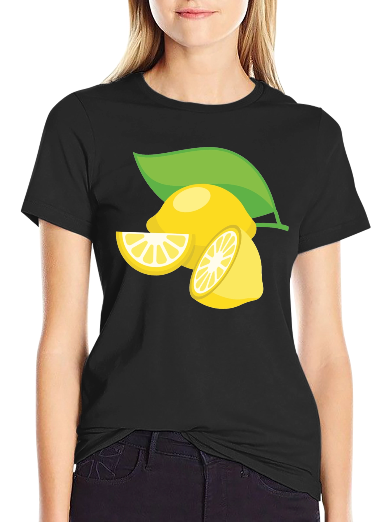 Lemon Graphic Print Black T-Shirt