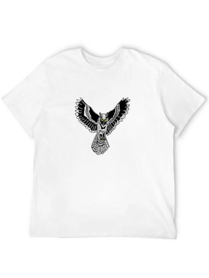 Owl Graphic Print Crew Neck Mens T-Shirt