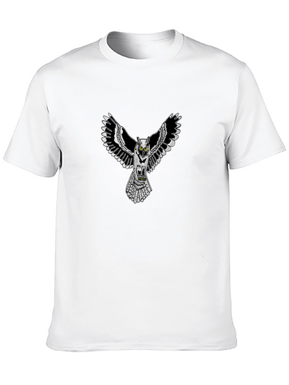 Owl Graphic Print Crew Neck Mens T-Shirt