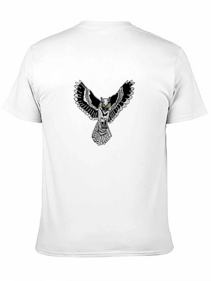 Owl Graphic Print Crew Neck Mens T-Shirt