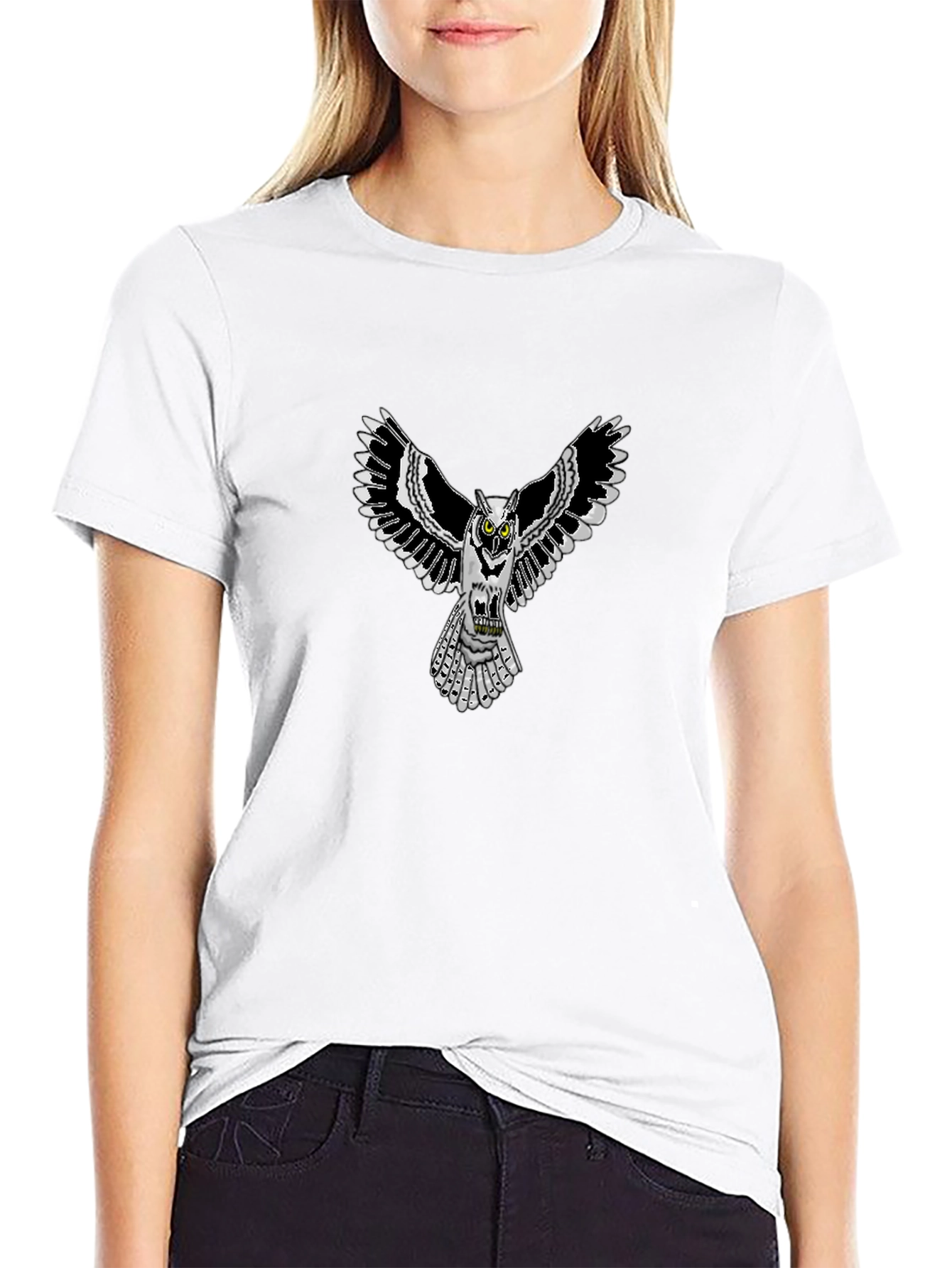 Owl Graphic Print Crew Neck Mens T-Shirt