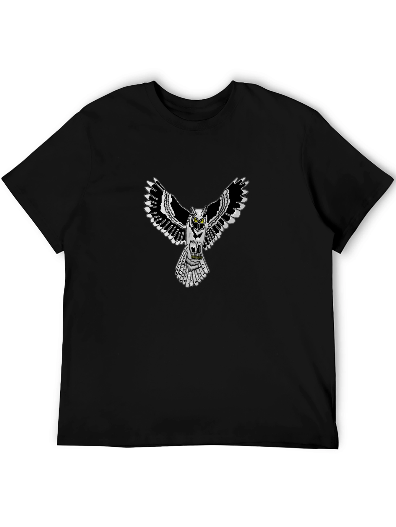 Owl Graphic Print Crew Neck Mens T-Shirt
