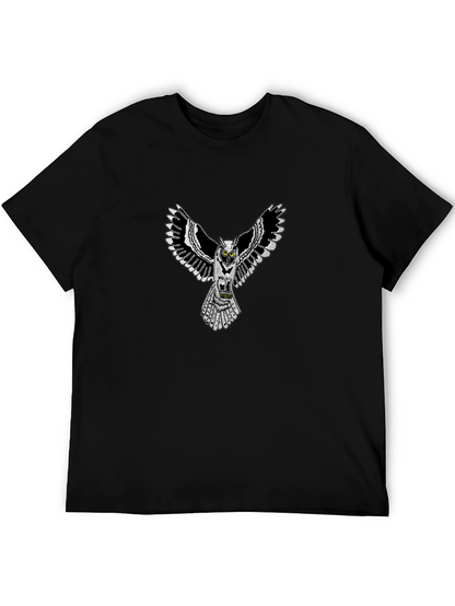 Owl Graphic Print Crew Neck Mens T-Shirt