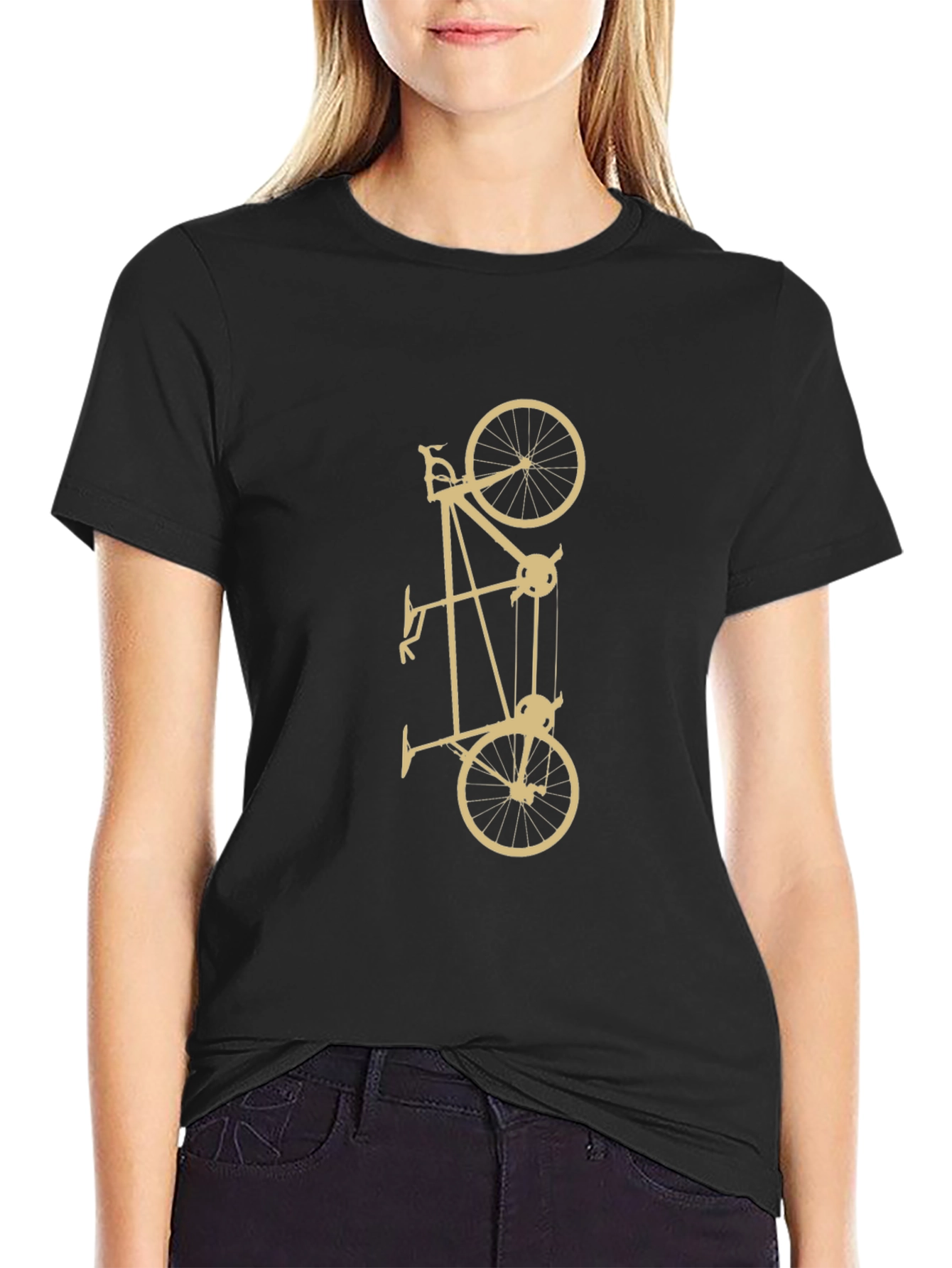 Unique Black T-Shirt with Bicycle Pulley Design