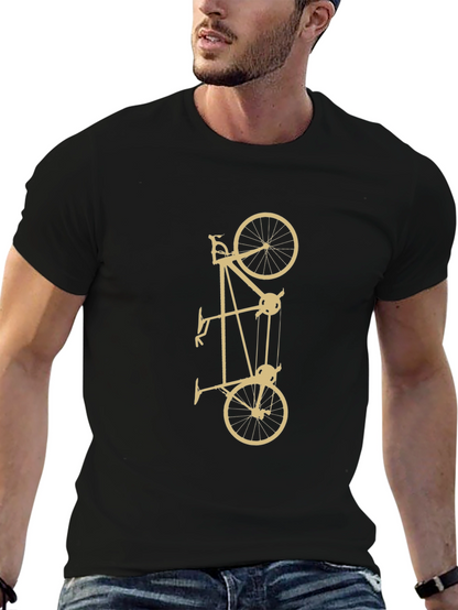 Unique Black T-Shirt with Bicycle Pulley Design