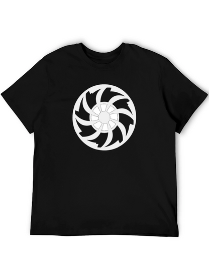 Black T-Shirt with White Turbine Graphic