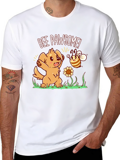 Bee Pawsome Dog T-Shirt - Cute Cartoon Style