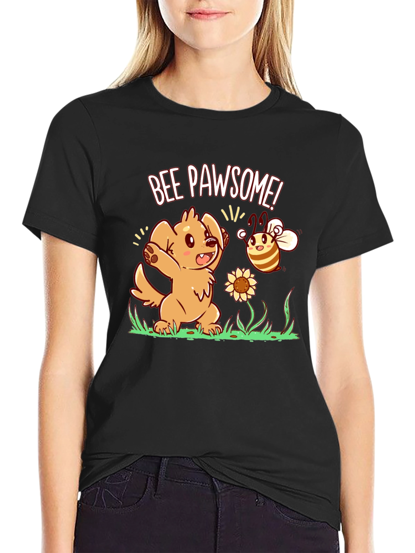 Bee Pawsome Dog T-Shirt - Cute Cartoon Style