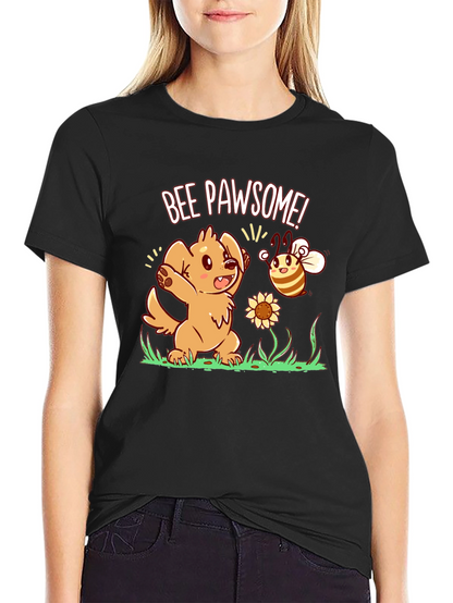 Bee Pawsome Dog T-Shirt - Cute Cartoon Style